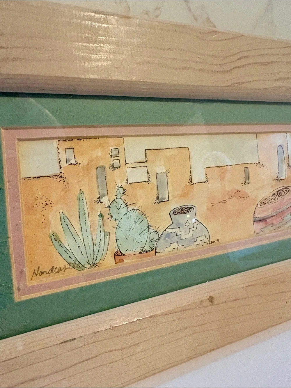 Source Unknown Southwestern Cactus and Pottery Wall Art in Green and Tan